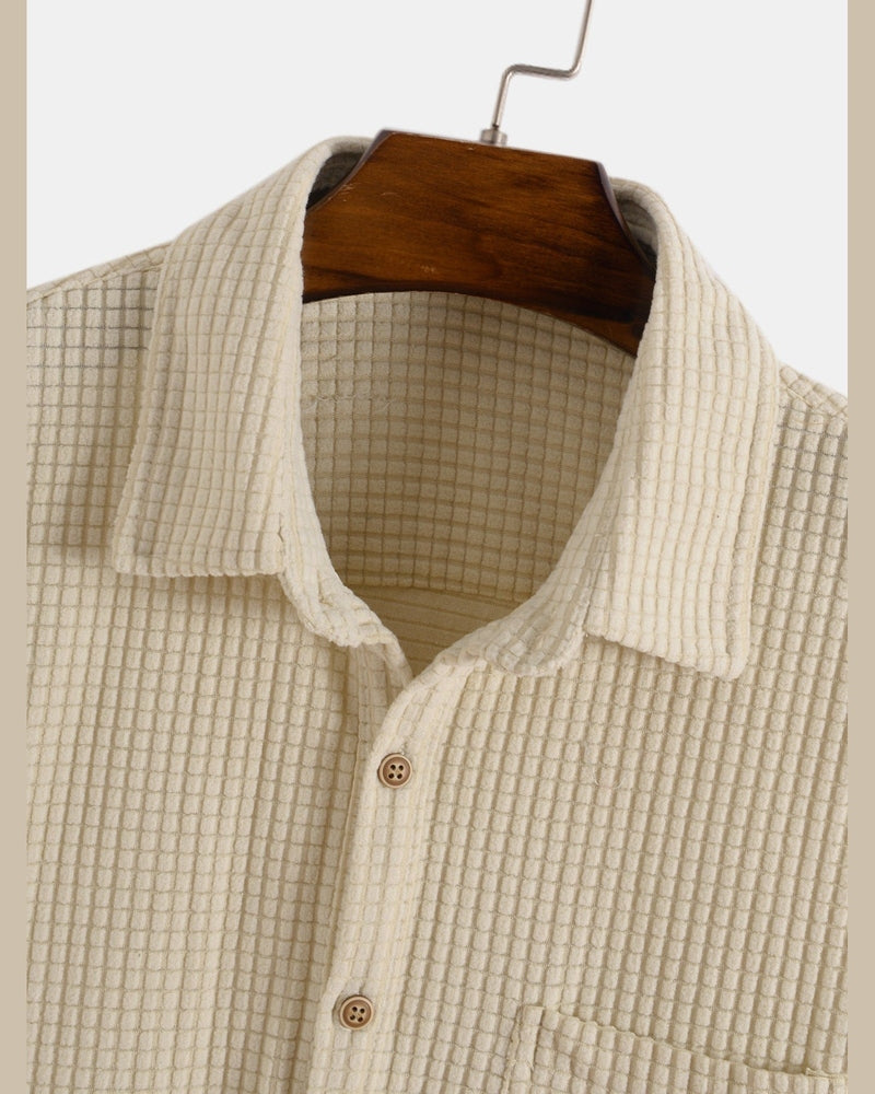 Elijano | Waffelstruktur Henley Poloshirt