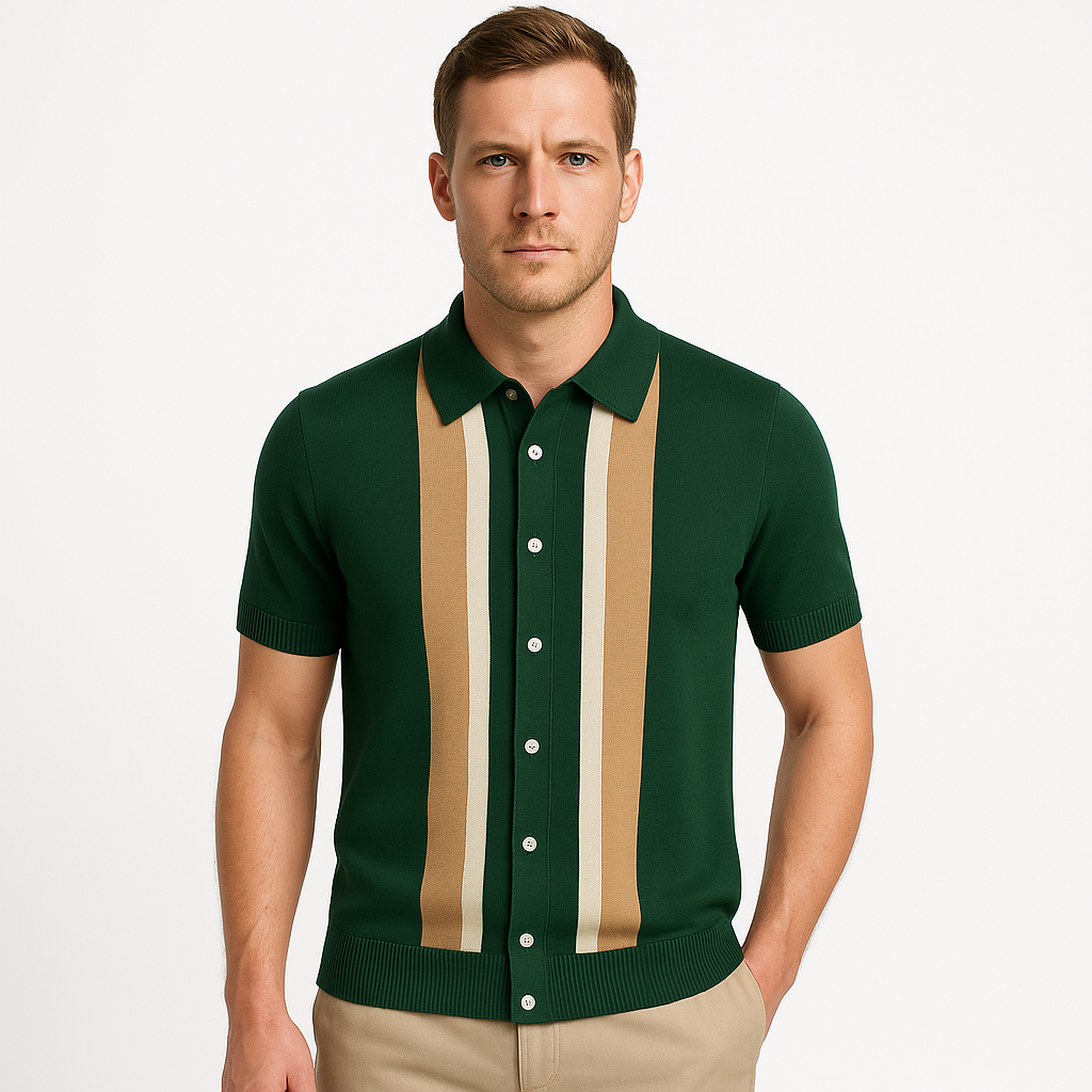 Elijano | Baumwollstrick Poloshirt mit Kontrastkragen